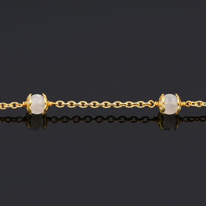JEWEL OF ROCKS Trendsetting ROSE QUARTZ Anklet, Handmade Craft, Anklet Beads Bracelet, Chakra Healing Anklet, Gemstone Women Jewelry, Hypoallergenic Gold Plated Brass Anklet 9 inch + 1.5 inch (1pcs)