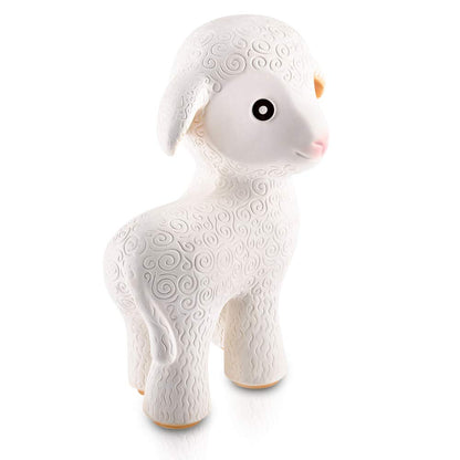 CaaOcho Pure Natural Rubber Teething Baby Toy - Mia the Lamb Teether for Babies, BPA Free Baby Toy, All Natural Teething Toys for Babies 0-6, Safe and Fun Molar Teether Toy