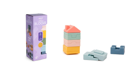 Miniland Baby Toys, Silicone Sensory Toys, Blocks for Babies with Cute Textures and Reliefs, Montessori Toys for 1 Year Old, Building Blocks +6 Months | Soft Towering Blocks