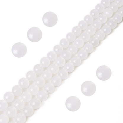 60pcs 6mm White Chalcedony Beads Natural Gemstone Beads Round Loose Beads for Jewelry Making