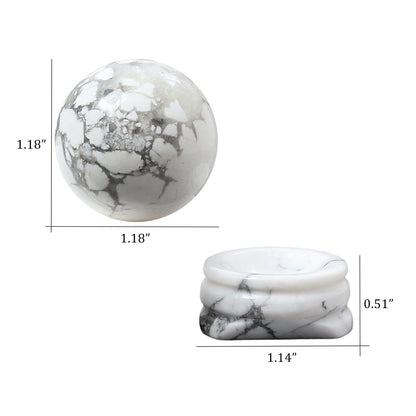 Casaper Natural White Howlite Turquoise Ball with Stone Stand, Healing Crystal Sphere for Home Fengshui Yoga Meditation, Reiki Energy Balancing 1.18”(30mm)