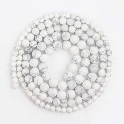 60pcs 6mm Matte Howlite Beads Natural Gemstone Beads Round Loose Beads for Jewelry Making