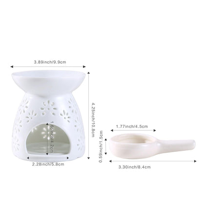 Auxmeware - Ceramic Tea Light Candle Holder, Essential Oil Burner Wax Melt Burner, Incense Aroma Diffuser, Home Decor