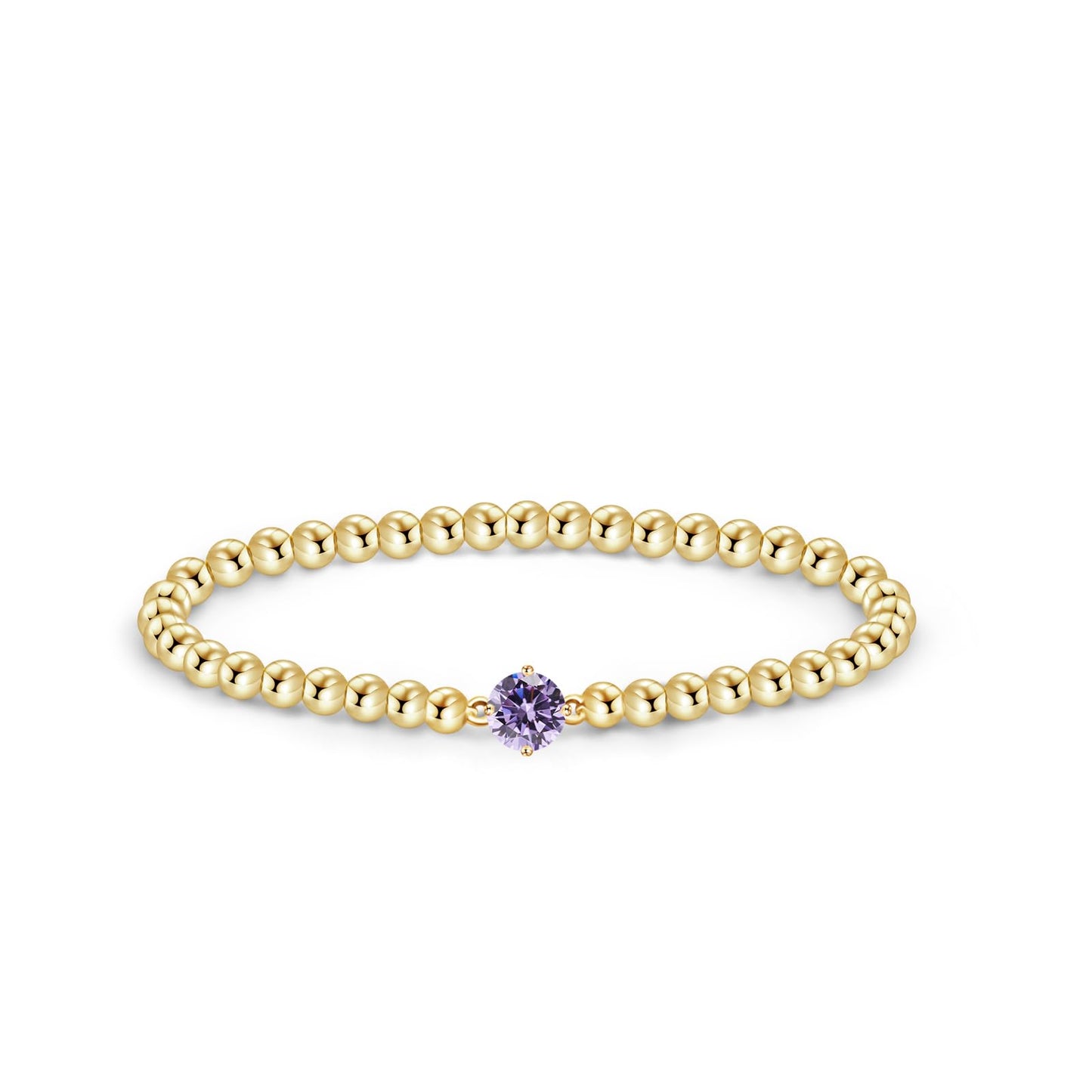 Free bird Amethyst Bracelet for Women 6mm Round Amethyst Handmade Stretch Elastic Bracelet Beaded Bracelet Dainty Gold Bracelet Stack Jewelry for Women