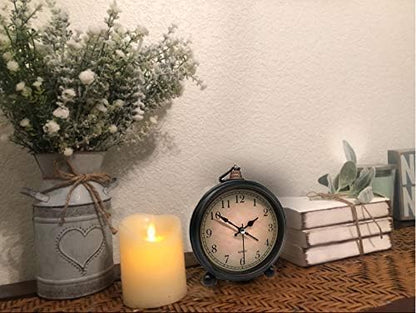 TooTa Vintage Retro Analog Alarm Clock, 4 inch Super Silent Non Ticking Small Clock with Night Light, Battery Operated, Simply Design, for Living Room, Bedroom, Bedside, Desk, Gift Clock (Arabic)