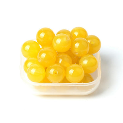 100Pcs Natural Stone 6mm Yellow Agate Round Loose Gemstone Energy Healing Beads Hole Size 1mm DIY Smooth Beads for Bracelet Necklace Earrings Jewelry Making
