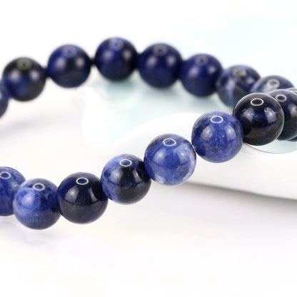 Clearain Natural Gemstones Bracelet 8mm Chakra Round Beads Energy Power Crystal Reiki Healing Elastic Stretch 7 Inch for Women Men Unisex(Sodalite)