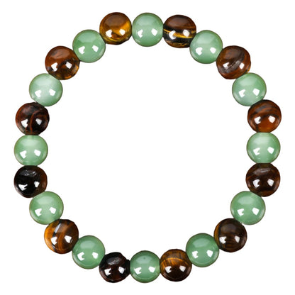 Money Bracelets for Women, Green Aventurine and Tiger Eye Crystal Bracelet, 8MM Beaded Jewelry for Wealth, Protection, and Good Luck, Healing Energy Bracelet, Calming Gift for Mom or Friend (1PCS)