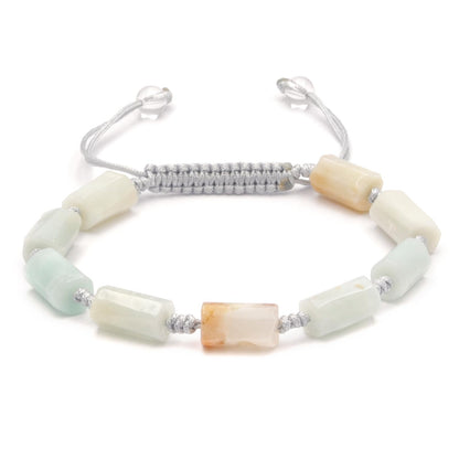 Onesmek Natural Amazonite Crystal Bracelet for Men - Healing Amazonite Crystals Mens Stone Beaded Bracelet, Handmade Chakra Energy Gemstone Adjustable Bracelets Jewelry Christmas Gift Idea for Men