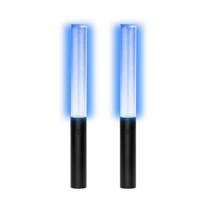 LED Glow Sticks Reusable Glow Party Favor Supplies Multicolor Light Up Stick Idol Concert LED Flashing Bright Glow Lightsticks for Wedding, Birthday, Raves, Concert, Halloween, Christmas (Black-2Pack)