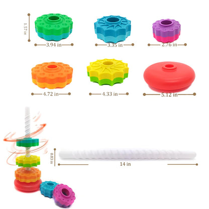 CAPT.GOOSE Rainbow Spinning Toy, Stacking Toy for Toddlers 1-3, Educational Montessori, Developmental Baby & Toddler, Autism Sensory, Gifts for One Year Old Girl Boy