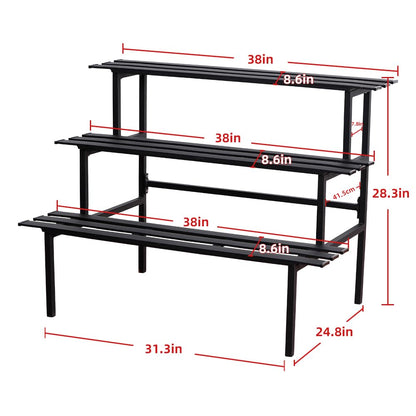 DHYGOTFUR Versatile 3-Tier Metal Plant Stand, Ladder Designed, Heavy-Duty Utility Storage Rack for Indoor & Outdoor Use, Decorative Plant Display for Home, Garden, Patio, and Balcony.