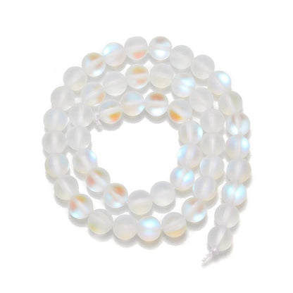 PLTbeads Gorgeous Moonstone Crystal Glass Natural Gemstone Loose Beads 8mm Matte Round Approxi 15 inch DIY Bracelet Necklace for Jewelry Making