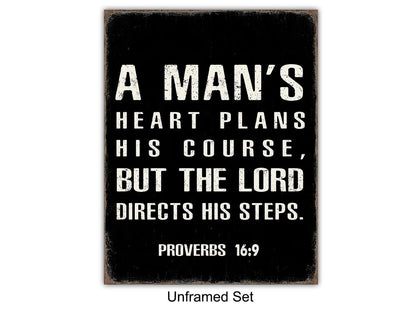 Christian Wall Art - Religious Wall Decor- Christian Gifts for Men - Motivational Quotes Scripture - Man cave Decor - Positive Quotes Wall Art - Inspirational Office Décor Print