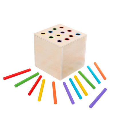 4 in 1 Montessori Play Kit Box - Cotton Swab Board, Coin Box, Carrot Harvest Game, Matchstick Color Drop Game Montessori Toys for Babies 6-12 Months, 1 Year, 2 Year