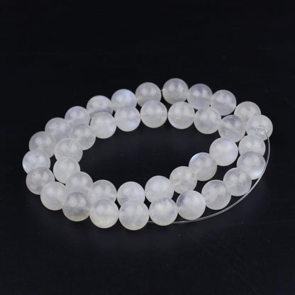 MJDCB Natural Round Stone Beads 6mm Blue Moonstone Loose Gemstone Beads for Jewelry Making Bracelet Necklace 60pcs