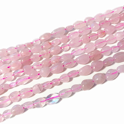 jodaying 6-8mm Natural Rose Quartz Nuggets Oval Free Tumbled Pebble Semi Precious Gemstone Loose Stone Beads Approx 15.5 inch for DIY Jewelry Making