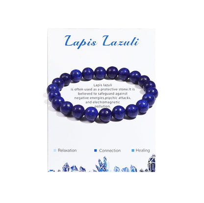 COLORFUL BLING Natural Stone Healing Bracelet Crystal Stress Relief Anxiety Yoga Bracelet Handmade Healing Beads Bracelet Birthday Love Gifts for Women Men-Lapis Lazuli