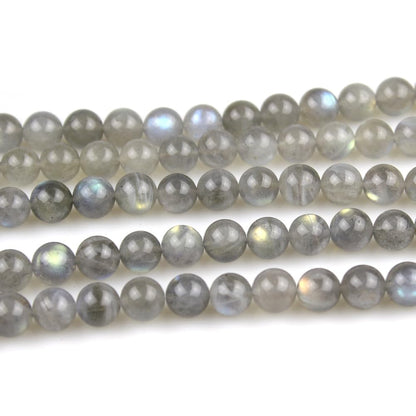 MJDCB Natural Round Stone Beads 6mm Labradorite Loose Gemstone Beads for Jewelry Making Bracelet Necklace 60pcs