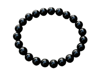 GAF TREASURES Black Onyx Crystal Bead Bracelet 8mm, Genuine Black Onyx Stretch Gemstone Bracelet, Healing Crystal Bracelet, Gift for Men & Women (1)