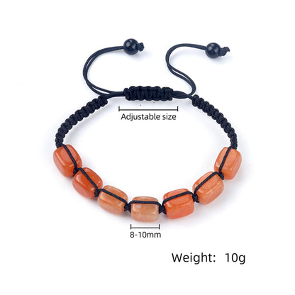 LE SKY Natural Crystal Bracelets Adjustable Hand Woven Rope Healing Chakra Gemstone Beads Bracelet for Yoga Energy Jewelry 5 Strands