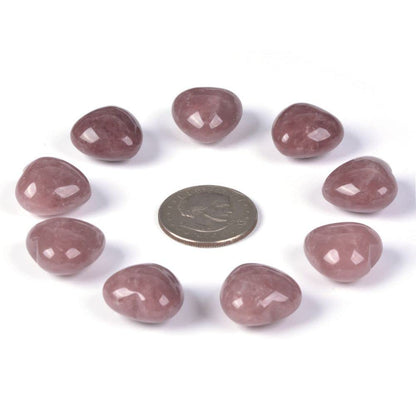 Natural Strawberry Quartz Gemstone Healing Crystal 0.8" Mini Puffy Heart Pocket Stone Iron Gift Box (Pack of 10)