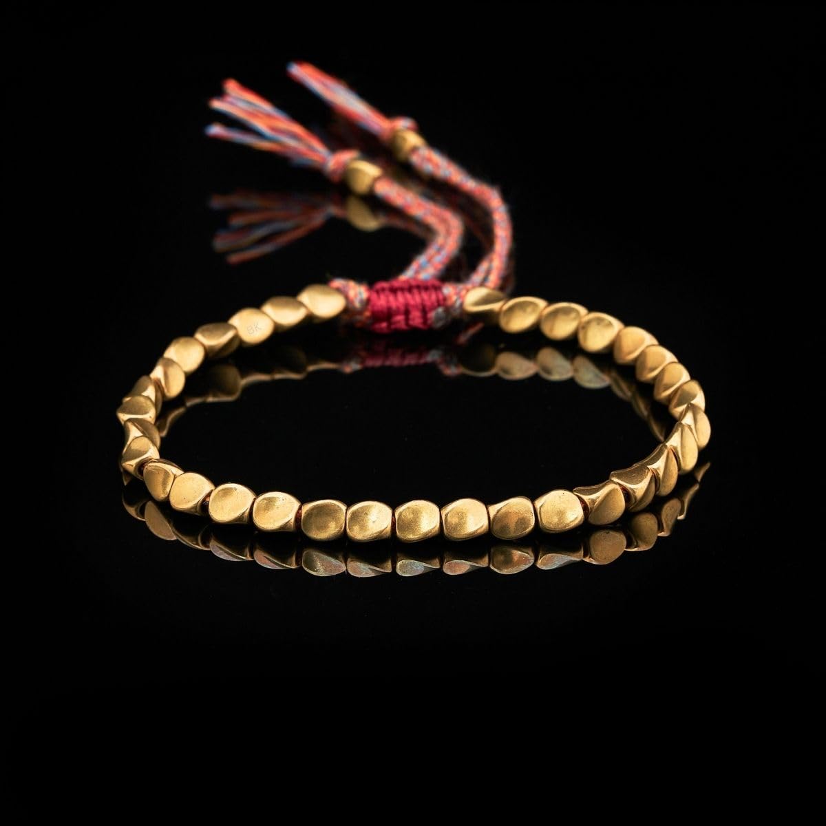 Buddha & Karma Tibetan Copper Beads Bracelet – Handmade Energy Healing for Strength, Balance & Protection – Adjustable Spiritual for Men & Women (GOLD)
