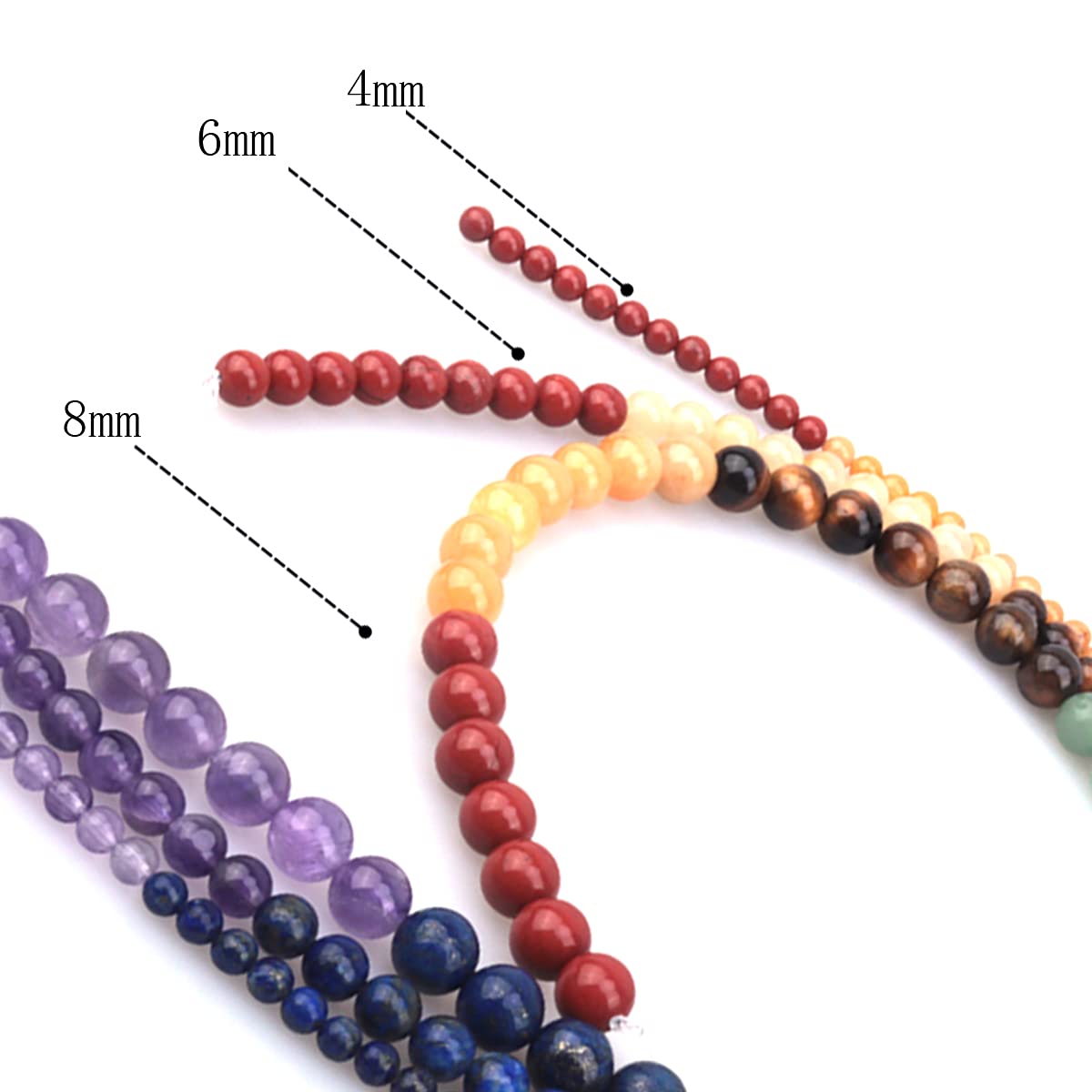 ICAI Beads 8mm Natural Colorful Stone Round Loose Stone Beads for Jewelry Making DIY Crafts Design 1 Strand 15" APPR.47-49pcs.