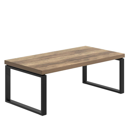 EXCEFUR Coffee Table, Modern Wood and Metal Living Room Table, Industrial Rectangle Center Table for Home Office, Rustic Oak, 47 Inch