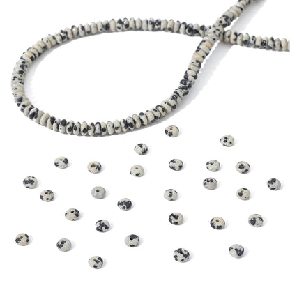 BEADIA Natural Dalmatian Disk Stone Beads 4x2mm 160pcs Rondelle Loose Semi Gemstone Beads for Jewelry Making Design