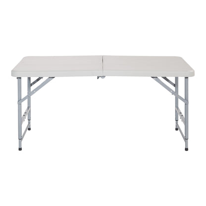 Office Star Resin Multipurpose Rectangle Table, 4-Feet Long, Height Adjustable, Center Folding Table, Light Gray