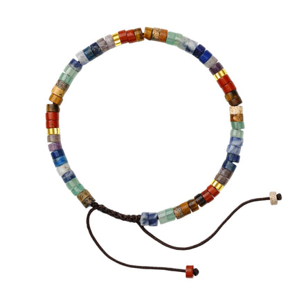 Chakra Bracelets for Women，Healing Natural Stone Bracelet 7 Chakras Healing Crystals Meditation Relax Anxiety Spiritual Jewelry for Calm Meditation Spiritual Bracelets for Women (seven color)