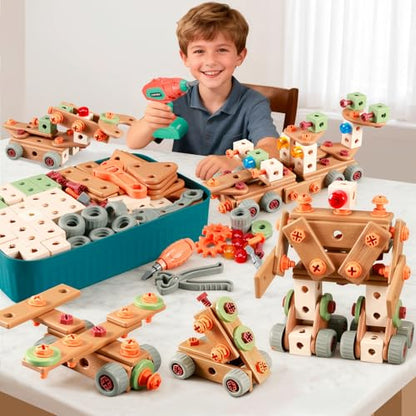 Kids Tool Set with Drill, 148Pcs Toddler Tool Set with Toolbox,STEM Montessori Toys for 3 -5Year Old, Educational Construction Toy, Pretend Play Toys for 3 4 5 6 Year Old Boys, Birthday Gift for Kids