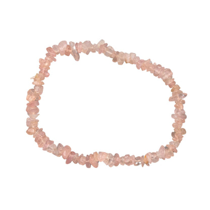 Rose Quartz Natural Gemstone Bracelets, Chakra Crystal Healing Chip Stretch Bracelets, Gemstone Polished Irregular Crystals, Crystal Irregular Chips Beads Stretch Bracelets (Rose Quartz)
