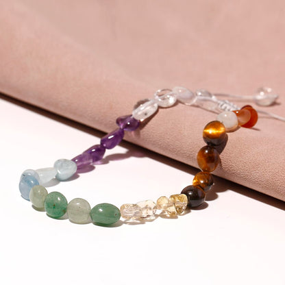 Jewever Irregular 7 Chakra Beaded Anklet Spiritual Energy Reiki Tumbled Stones and Crystals Ankle Bracelets for Women Yoga Meditation