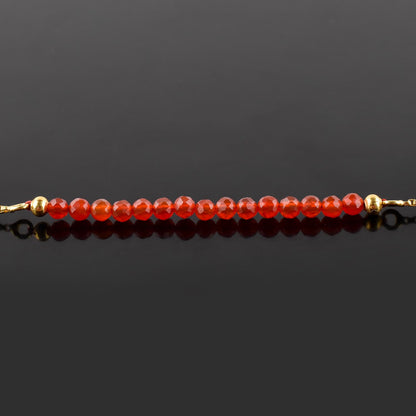InfinityGemsArt Carnelian Bracelets For Women Natural Birthstone Jewelry Micro Orange Beads Beaded Stone Bolo Slider Crystals Gemstones Bracelet, 14K Gold Plated Adjustable Chain