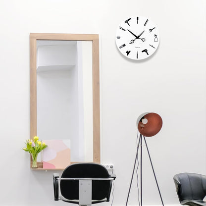 Timelike Barber Equiment Tools Wall Clock Modern Design Barber Shop Business Sign Wall Watch Beauty Hair Salon Clock Hairdresser Gift