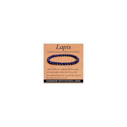 CHELYQST Lapis Lazuli Bracelet - Stone of Creativity and Confidence,Stretch Natural Stone Crystal Beads Jewelry Gifts for Women Men Unisex Adult,4mm
