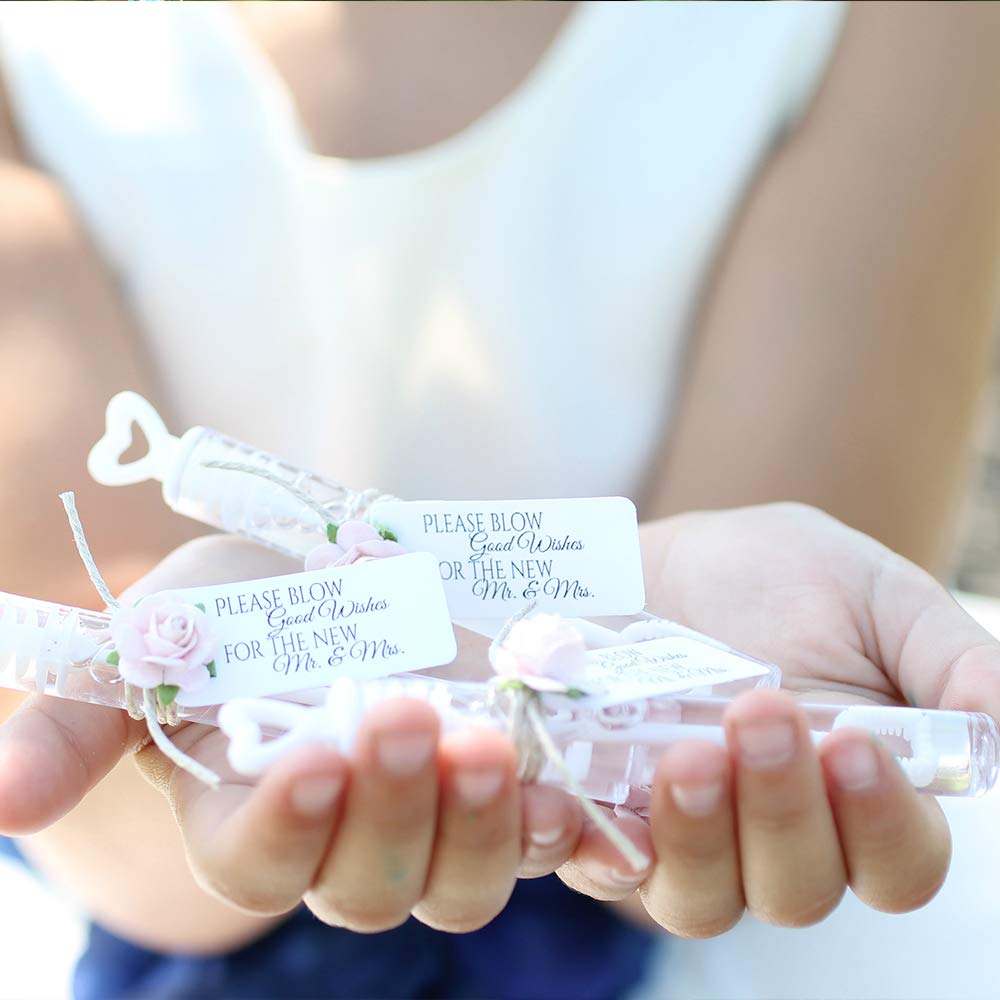 56 Pack Mini White Heart Bubble Wands- Perfect Bubble Toy Ideal Party Favors for Weddings Support and Anniversaries, Valentine's Day, Family Reunion, Special Festival Gift for Couple, boy and Girl