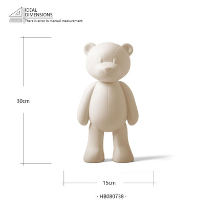 NENBOLEC Bear Sculpture Statue Animal Figurine Gift Home Decor Modern Art for Living Room Bedroom Polyresin White 12 Inch