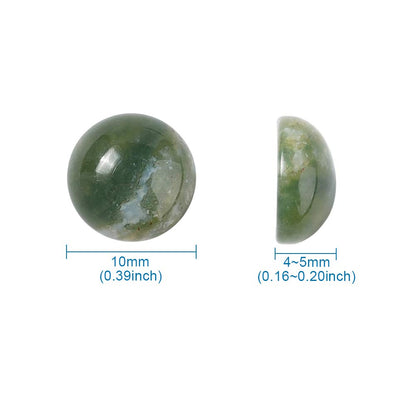 Fashewelry 50Pcs Natural Indian Agate Cabochons Colorful Stone Half Round Beads 10mm Flat Back Gemstone Chakra Healing Crystal Dome Cover Cabs for Jewelry Making