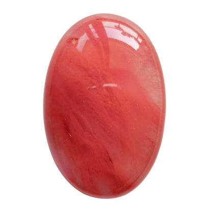Loveliome Synthesis Cherry Quartz Oval Polished Worry Stones, Healing Crystal Indoor Fountain Stones Massage Energy Anxiety Relief Items
