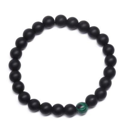 MengPa Mens Beaded Bracelets Couples Matching Bracelet Set Matte Beads for Women Stone Jewelry (Malachite) US3691