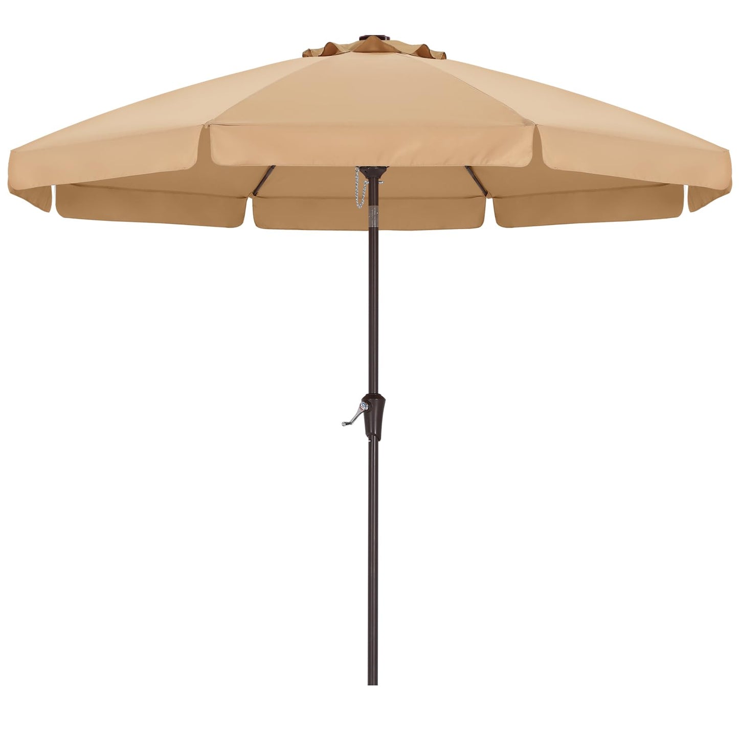 ABCCANOPY 10ft Scalloped Patio Umbrella, Outdoor Table Umbrella with Tilt and Crank, Fiberglass Ribs Deck Umbrella for Patio, Pool, Garden, Picnic (Khaki)