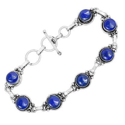 Natural Lapis Lazuli 925 Silver Plated Bracelet for Women - Blue Stone September Birthstone Vintage Style Handmade Gemstone Bracelet - Wedding Christmas Valentine Day Gifts for Her