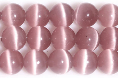HAAMIIQII 45pcs 8mm Light Purple Cat Eye Beads Round Loose Gemstone Beads for Jewelry Making Strand 15 Inch