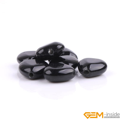 GEM-Inside 10mm Heart Charms Natural Black Obsidian Jasper Gemstone Stone Beads for Jewelry Making Full 15" Strand Power Energy Healing Chakra Stone Beads