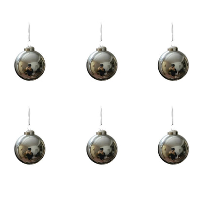 SUCREVING 6 Pack 2.4 Inch(6cm) 304 Stainless Steel Gazing Ball,Hanging Ornaments for Christmas, Wedding, Home & Holiday Decor(Silver)