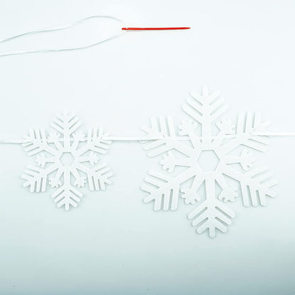 FAZHBARY 2 Pack White Felt Snowflake Garland Banner Winter Garland Snow Banner Christmas Winter Themed Party Decorations Supplies