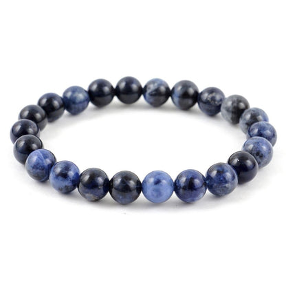 Adabele Real Natural Blue Sodalite Gemstone Beaded Bracelet 8 inch Stretch Chakra Healing Crystal Stone Jewelry Energy Quartz Rock GB8-C47